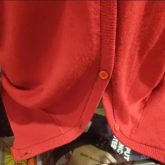 Woman's Red Cardigan - Picture 3 of 5